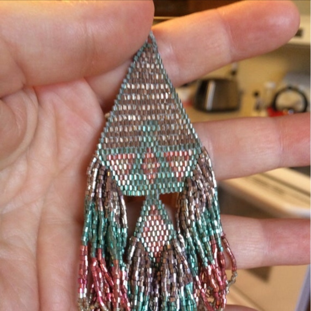 Handmade Native American vintage silver earrings